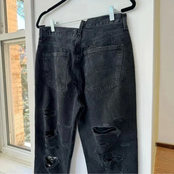NWT AGOLDE Criss Cross Straight Jeans High Rise Denim Black Feverish 32 - Picture 10 of 15
